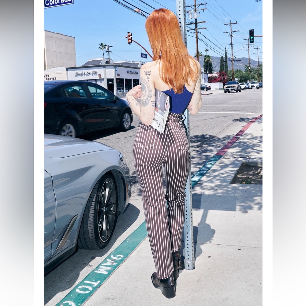 NEW Fashion Brand Company Brown and White Striped Pants